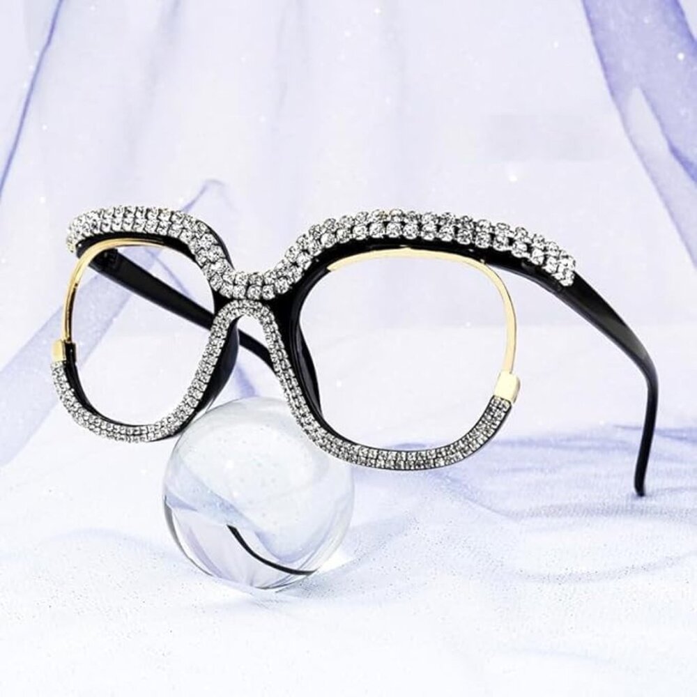 Clear Rhinestone Square Glasses - image 6